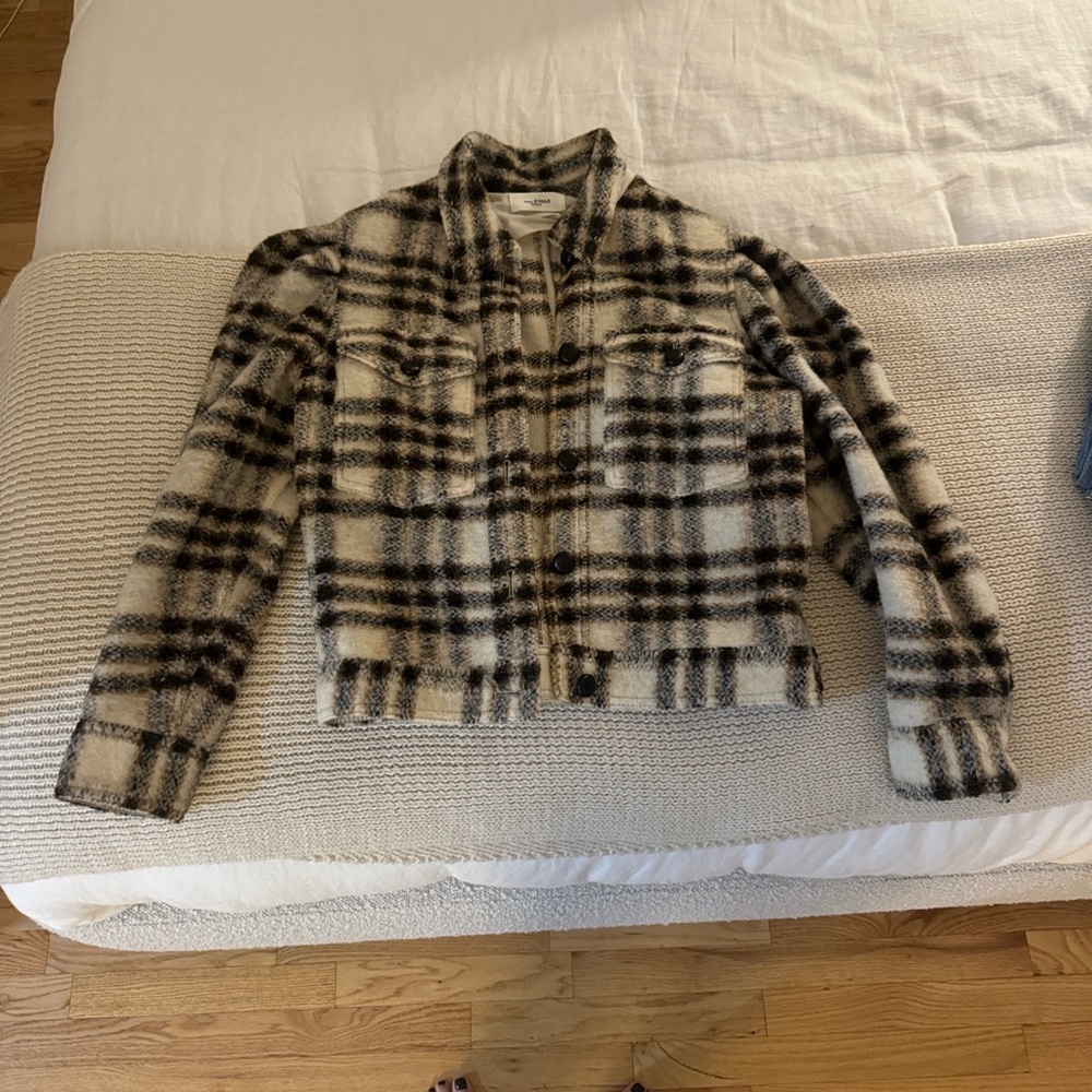 Isabel Marant Etoile Cream and Brown Plaid Jacket